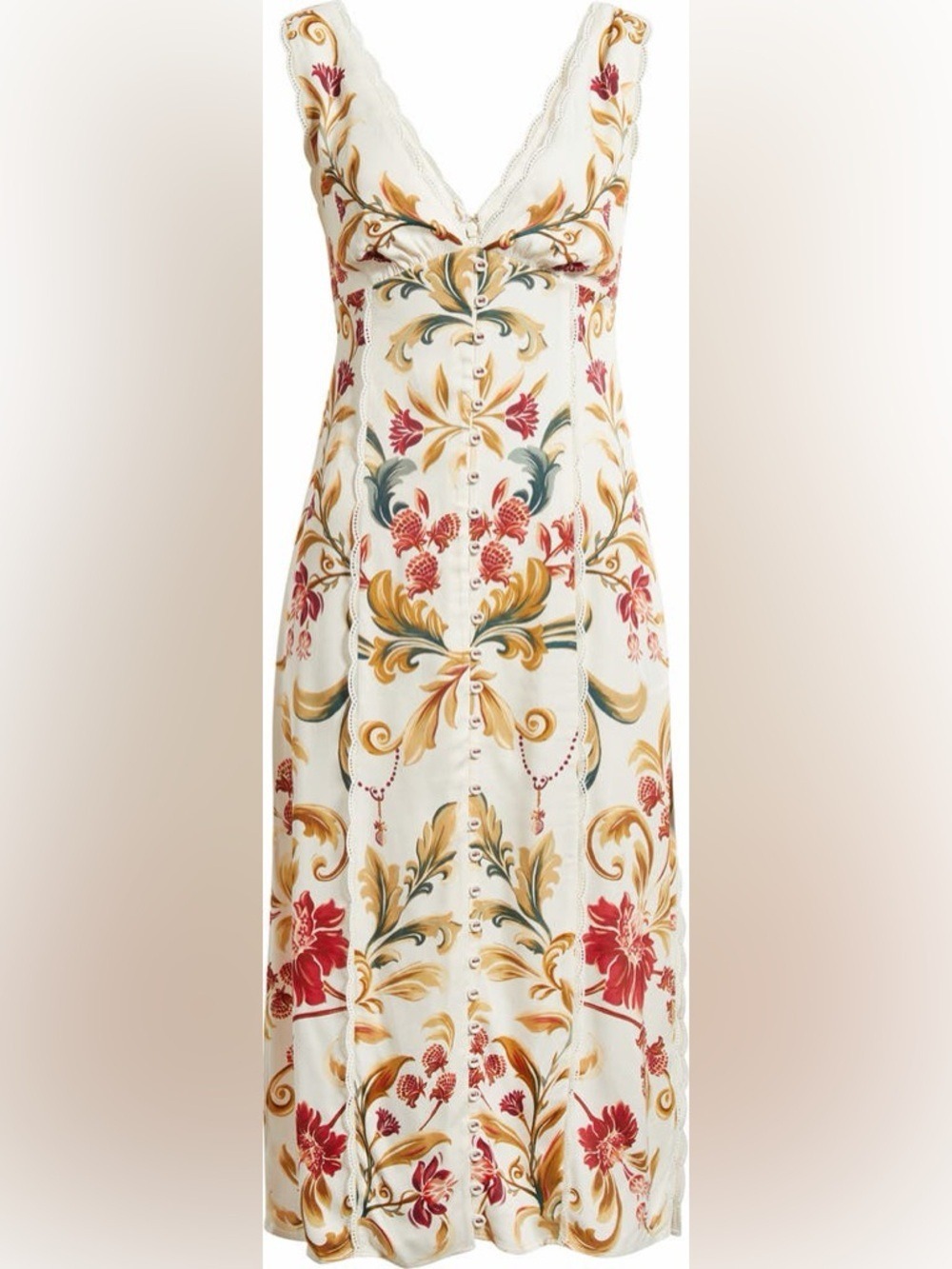Farm Rio Royal Garden Print Sleeveless Satin Dress - Picture 9 of 11